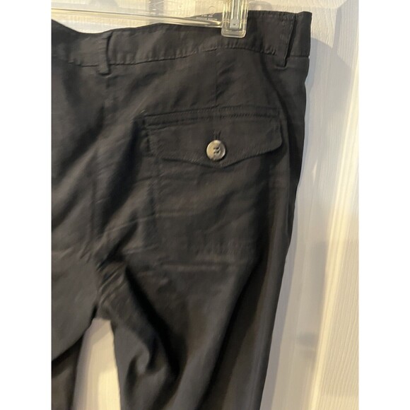 Theory Pants Womens Sz 6 Black Cargo Linen Pockets USA minimalist stretch beachy - Picture 3 of 7
